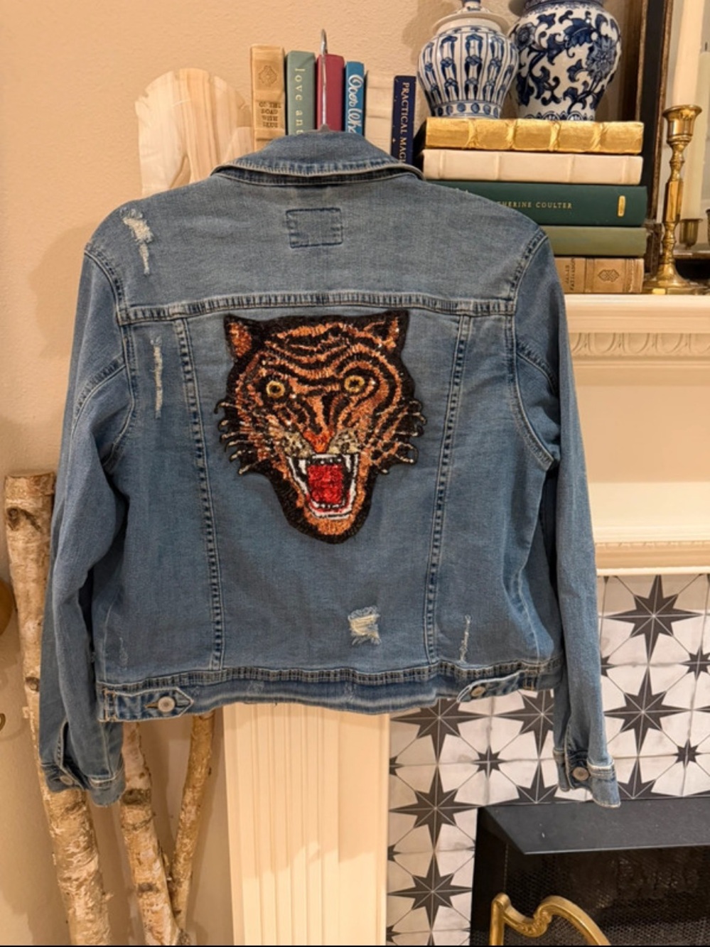 Sojara Tiger Jean jacket size medium
